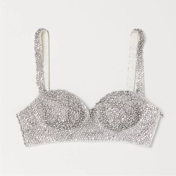 NWT H&M Moschino Rhinestone Bralette size 0 - Picture 3 of 8